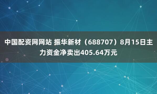 中国配资网网站 振华新材（688707）8月15日主力资金净卖出405.64万元