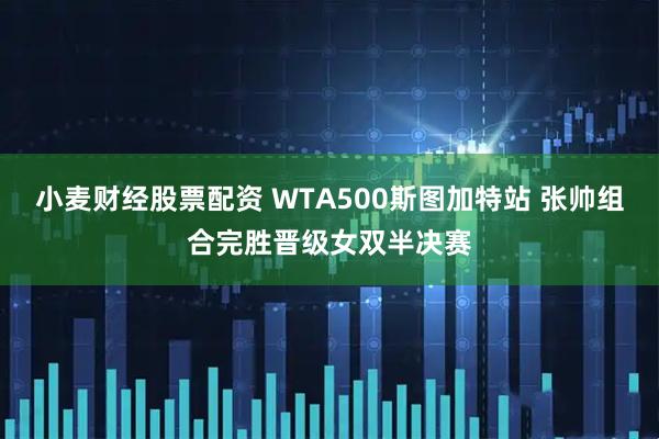 小麦财经股票配资 WTA500斯图加特站 张帅组合完胜晋级女双半决赛